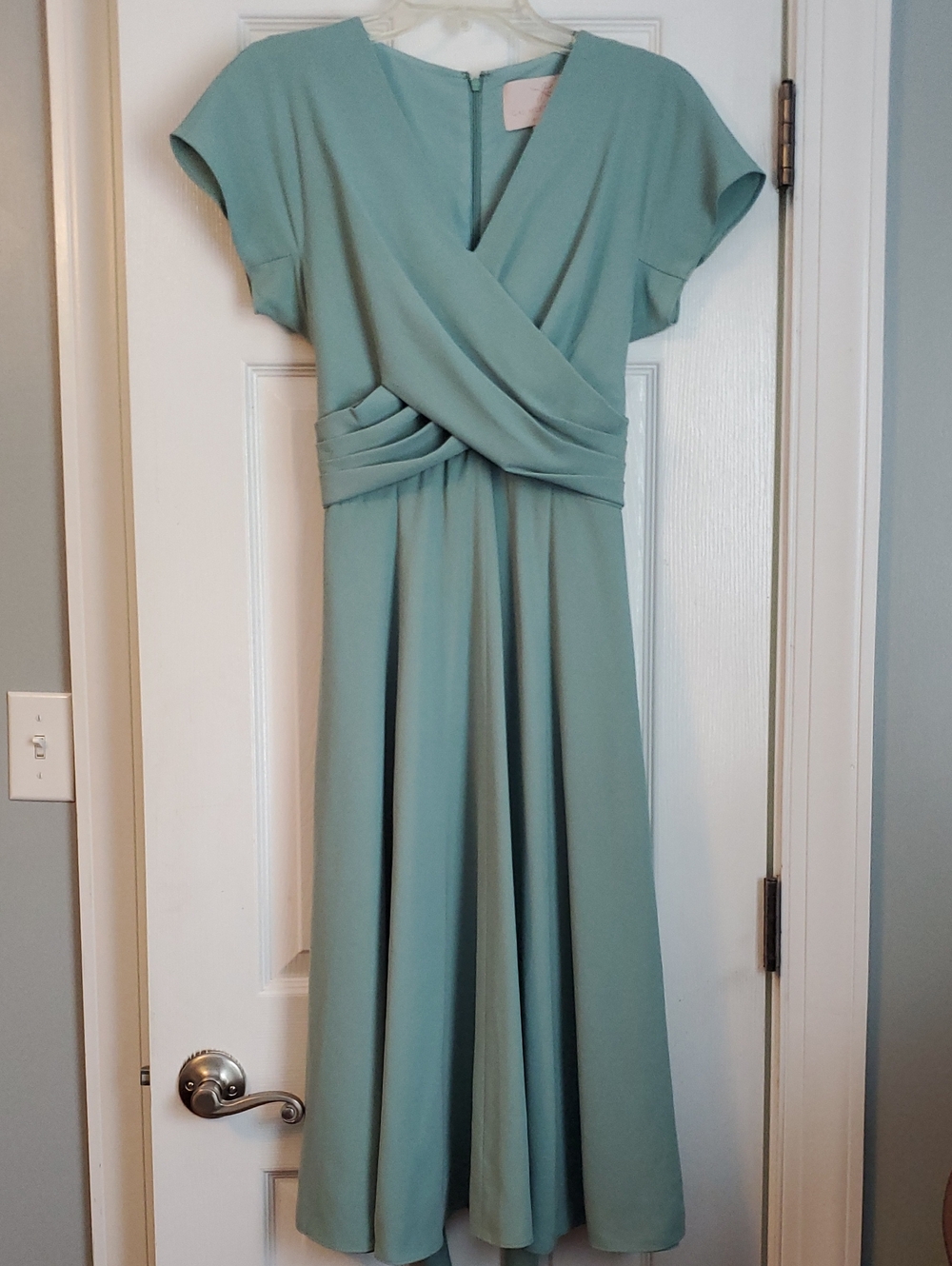 Gal Meets Glam Seafoam Wrap-Style Midi Dress